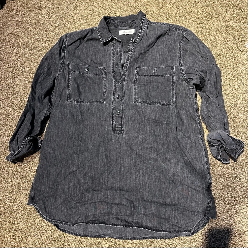 Madewell half button denim tunic size S